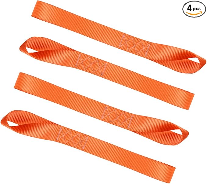 Soft Loops Tie Down Straps (4pk) 12,000lbs Max Strength 18"X1.7" Heavy Duty Motorcycle Tie Downs for use with Ratchet Strap - Secure Trailering of Motorcycles, Kayak, Jeep, ATV, UTV