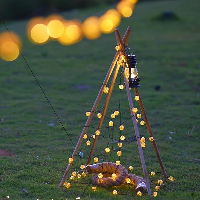 Solar String Lights Outdoor 60LED Moroccan Fairy Lights with 8 Modes Solar Garden Lights Outdoor Waterproof Globe String Lights for Garden Patio Wedding Diwali Christmas Decor, Warm White