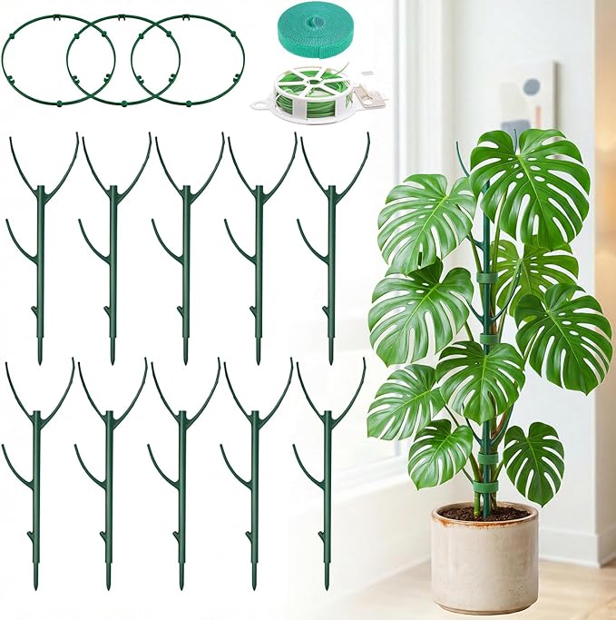 Monstera Plant Support Stakes Indoor - 10-Pack Stackable Tall Plant Sticks for Climbing Plants Stem Support - Durable Trellis Garden Poles for Outdoor Gardening