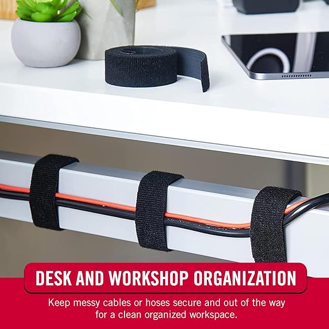VELCRO Brand Cut to Length Straps Heavy Duty | 45 Ft x 3/4 in | ONE-WRAP Self-Gripping Double Sided Roll-| Bundling Ties Fasten to Themselves for Secure Hold,VEL-30834-AMS,Black,(Pack of 12)