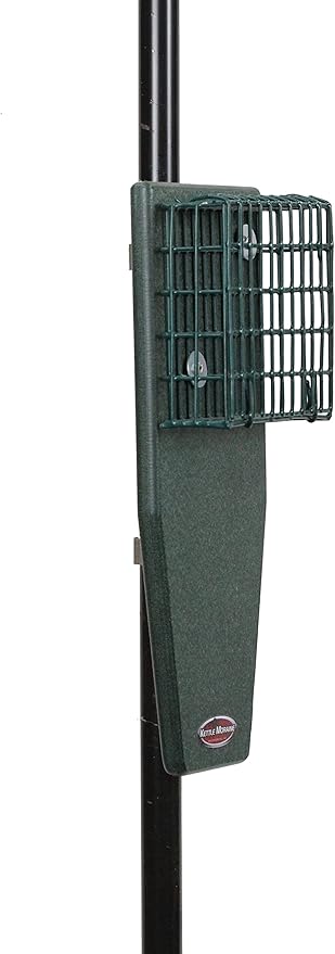 Kettle Moraine Recycled Pole Mount Single Suet Cake Feeder w/ Woodpecker Tail Prop