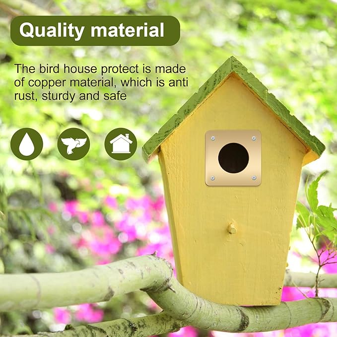 Hotop 18 Pcs 1 1/8'' Opening Metal Bird House Guard Portal Bird House Hole Protector with Copper Opening Protector Guards for Eastern Bluebird Rooms Sparrow Houses