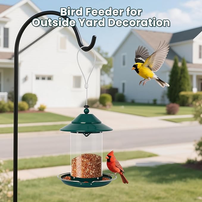 Metal Bird Feeder for Outdoors – 2.4LB Hanging Bird Feeder with 360-degree, Weatherproof & Rust-Resistant, Easy to Fill & Clean for Wild Bird Feeders in Backyard & Garden(Green)