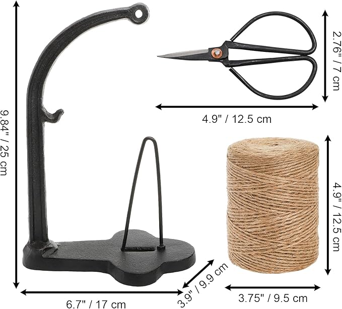 Tosnail Vintage Twine Holder, Cast Iron Decorative Rope Holder, Rustic String Dispenser with Scissors and Jute Twine Roll for Crafts, Kitchen and Home, Garden and Greenhouse Decoration