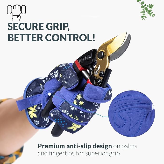 Baidast Garden Gloves, Breathable Leather Gardening Gloves Thorn Proof for Digging, Planting, Pruning