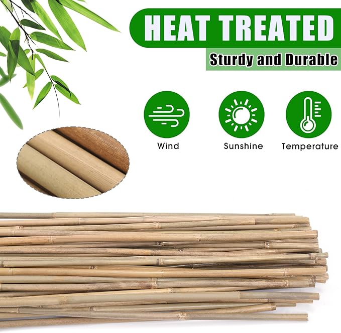 Plant Bamboo Post,6Feet,Bamboo Garden Stakes,50PcsBamboo Stakes,for Tomato,Beans,Vegetable and Flowers, Potted Plants,Indoor and Outdoor Climbing Plants