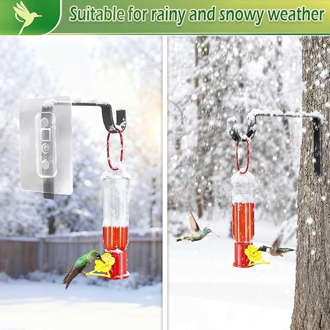 Window Hummingbird Feeder Hanging - 2 Pack Hummingbird Feeders with Window Mount Metal Hook, Easy to Clean and Refill - Small Plastic Hummingbird Feeder for Outdoors Garden Decor