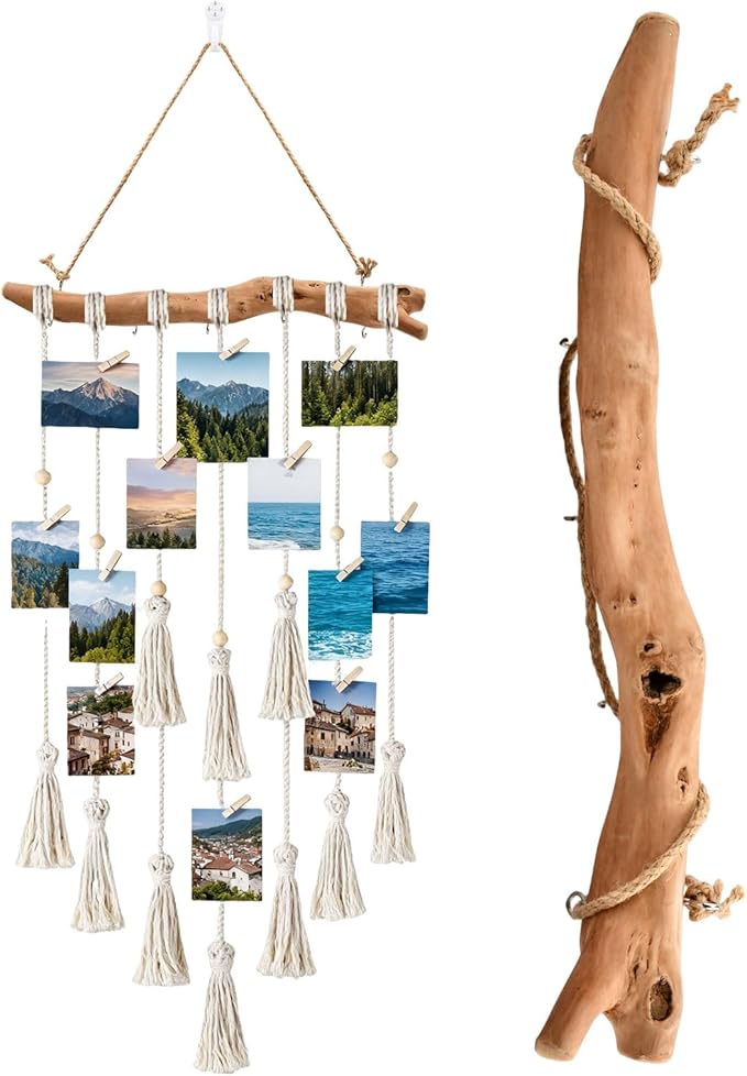 1Pc 15 Inch Natural Driftwood Decorative Branches Farmhouse Home Wall Hanging Decor Hanging Jewelry Organizers with 5 Hooks Decorative Farmhouse Home Wall Decor
