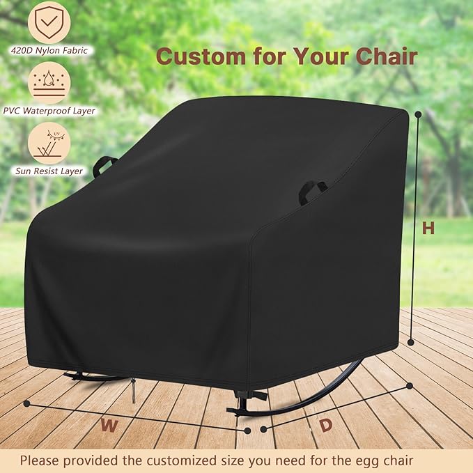 Cover for Rocking Chair,Covers compatible with Porch Rocking Chairs,Patio Rocker Cover for Porch,Patio,Balcony(Custom Size,1-Pc)