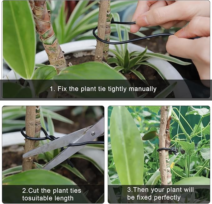 101 Feet Black Plant Twist Ties, Soft Plant ties for Vine Support, 3mm TPR Flexible Garden Tie for Plants Gardening Office Home Use