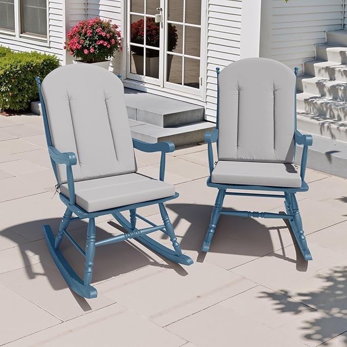 Crestlive Products 50x20 Inch Adirondack Chair Cushions Set of 2 Outdoor Rocking Chair Cushions Water Resistant High Back, Light Gray