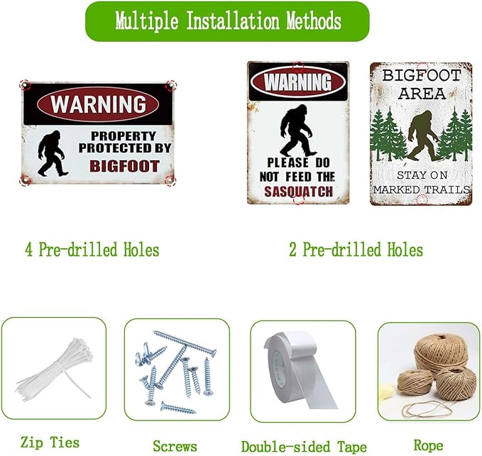 Big Foot Sasquatch Gifts,Vintage Funny Metal Bigfoot Signs for Outdoor,Garden,Street,Forest,Yard Decor,8x12 Inches