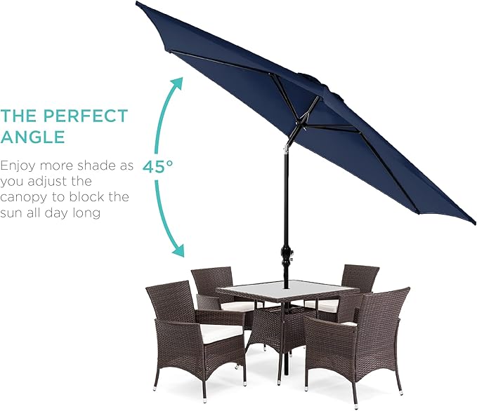 Best Choice Products 10ft Outdoor Steel Polyester Market Patio Umbrella w/Crank, Easy Push Button, Tilt, Table Compatible