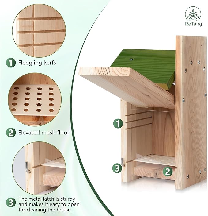 3/4 Thick Cedar Bird Houses with Metal Predator Guard, Nesting Box Birdhouse for Easy Cleaning, Bird Box for Outdoor Swith Viewing Window, Outdoor Wild Bird Watching, Swallow Wren Chickadee…