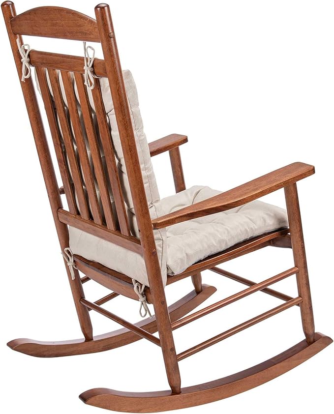 Rocking Chair Cushions Comfortable Tufted Seat Cushion Pads Non-skid Backed Set of Backrest and Seat Bottom for Porch Rocker Cane Adirondack Outdoor Indoor Chair (Cream, Backrest-24X17,Bottom-17x17)