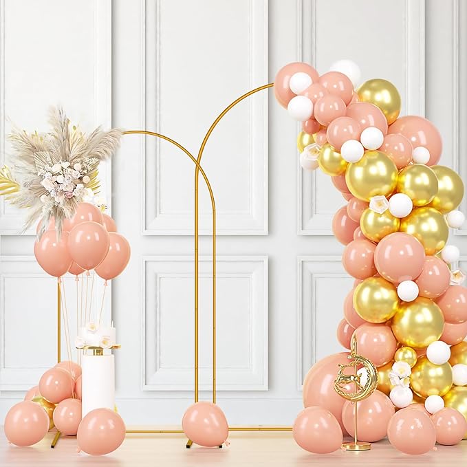6 FT Arch Backdrop Stand, Balloon Arch Stand with Base, Metal Arch Stand, Gold Baby Shower Backdrop Arch, Wedding Arch Frame
