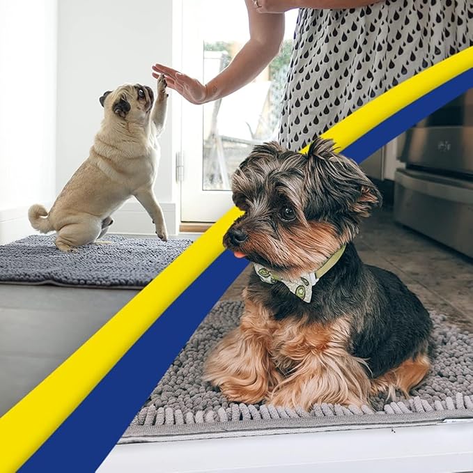 Muddy Mat® | Super Absorbent Door Mat Indoor, Microfiber Quick Dry Chenille Entryway Rug, Non-Slip Front Door Mat, Indoor Mats for Entryway, Machine Washable Pet Rug, Grey 24"x120"