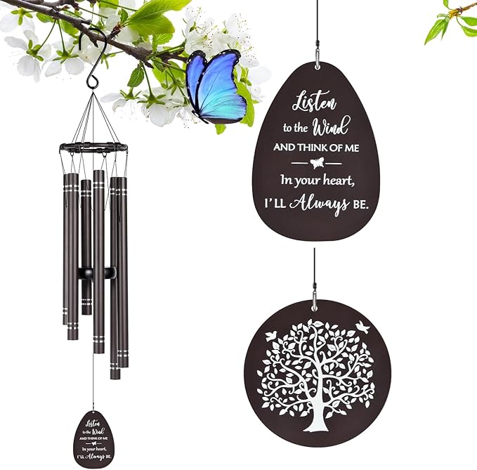 Memorial Wind Chimes for Loss of Loved One, Sympathy Gift Baskets,Funeral Bereavement Gifts for Loss of Father Mother, 33” Wind Chime for Outside in Memory of a Loved One