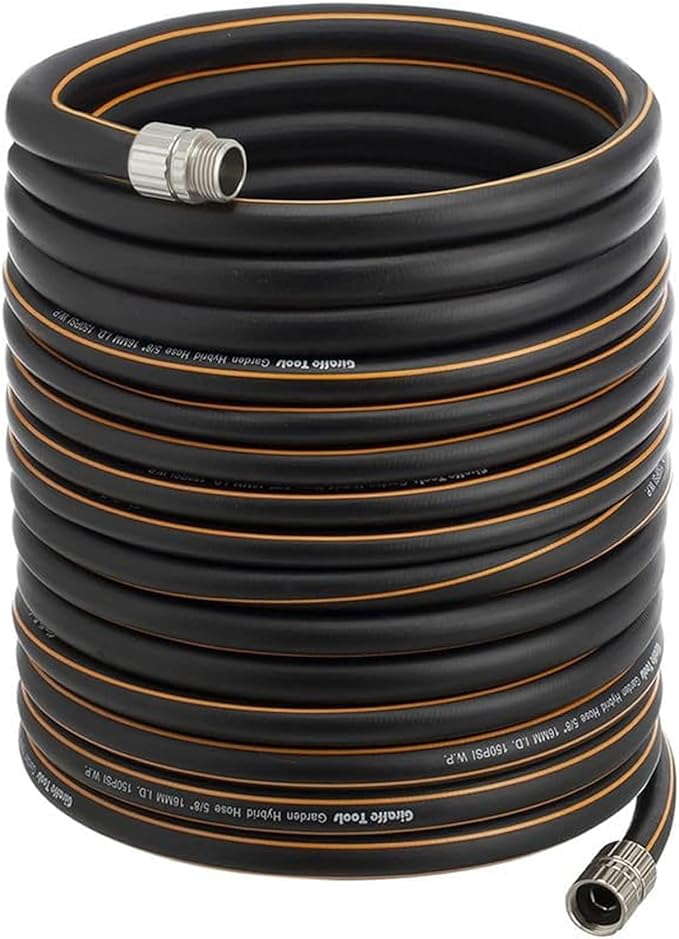 Giraffe Tools Garden Hose 100ft x 5/8", Customizable Rubber Hose, Male to Female Hose, Garden Hose Heavy Duty, No Kink, Flexible, Leakproof Water Hose, 600 Burst PSI