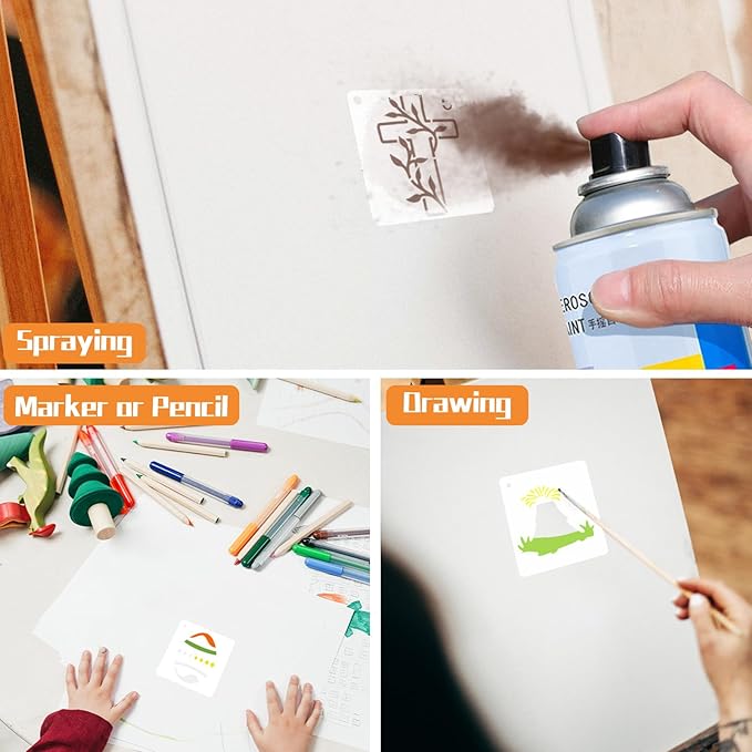 Christian Stencils for Painting, 64PCS 3x3 Inch Plastic Bible Stencils for Crafts Reusable, with Cross, Jesus, Angel & Bible Verse Designs, for DIY Wood Signs, Journaling, Card Making & Projects