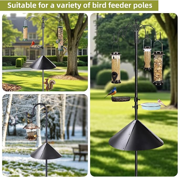 2 Pack Squirrel Baffle for Bird Feeder Pole, Outside Pole Mount Bird House Guard for Outdoor Shepherd’s Hook (19 inch)