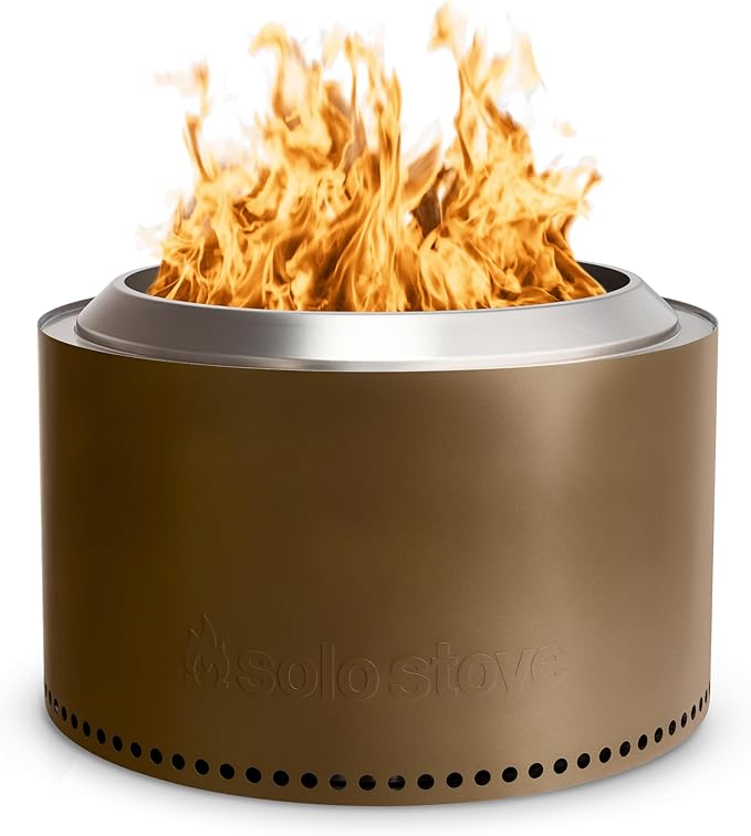 Solo Stove Yukon 2.0, 27 Inch Smokeless Fire Pit with Removable Ash Pan - Wood Burning Portable Stainless Steel Outdoor Fireplace, Stainless Steel, Ideal for 6 or More People, 38 lbs, Bronze