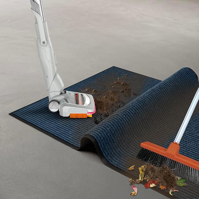 LuxUrux® Durable Rubber Door Mat - Heavy Duty, Indoor/Outdoor, Easy Clean, Waterproof, Patio, Garage - Commercial Floor Mat for Entry (Blue, 3' x 6' (Runner))
