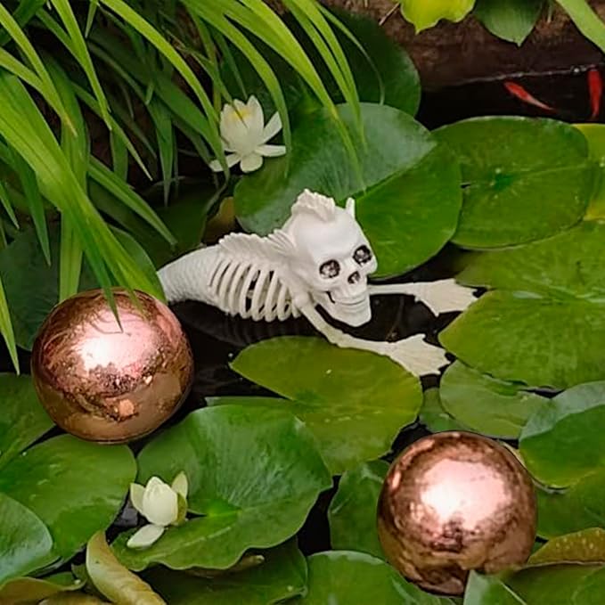 Nerien Gazing Ball, Stainless Steel Garden Mirror Globe, Polished Ornament Sphere, Hollow Floating Reflective Hemisphere, for Home Outdoor Pond Housewarming Swimming Pool Decoration, Rose Gold, 5Pcs