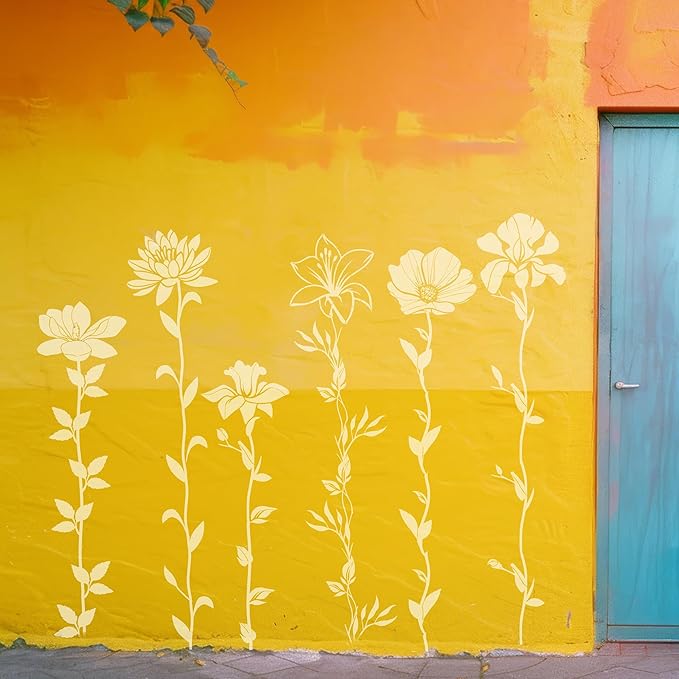 Keluna Large Flower Stencils for Painting - Lotus Iris Lily Giant Flower Stencils Template Garden Wood Fence Fabric Craft