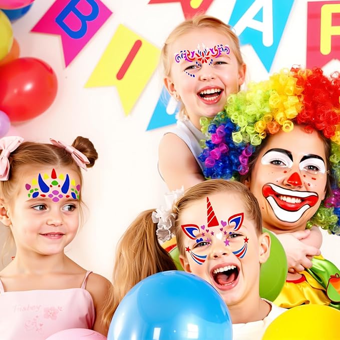 8 PCS Carnival Face Stencils Reusable Face Paint Templates for Kids Adult Tattoo Painting Stencils Unicorn Pattern Carnival Party Supply Wood Wall DIY Art Furniture Home Decoration, 7.9 x 4.7 Inch