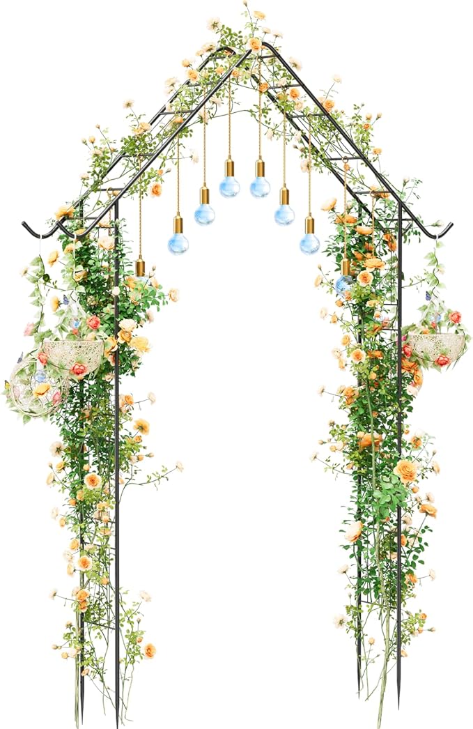 Heavy Duty Garden Arch Trellis for Climbing Plants Outdoor Garden Arbor Arches Flower Arch Arched Trellis for Raised Plant Support, Metal Arch Backdrop Stand for Wedding Party Christmas Decoration