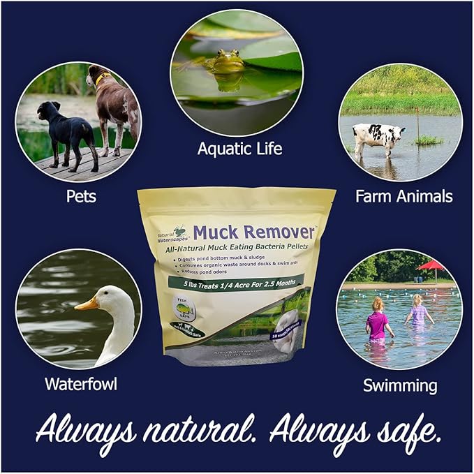 Muck Remover Pellets 25 lb Pond Tablets Treat 6.25 Acres - Lake Muck Remover, Pond Sludge Reducer | Farm Pond Treatment