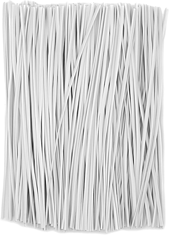 White Plastic Twist Ties Bulk, 6 Inch Reusable Twist Ties Garden Ties for Plants, 500 Pcs Metallic Twist Ties for Bread Bags, Vines and Wrapping Cords, Christmas Decor
