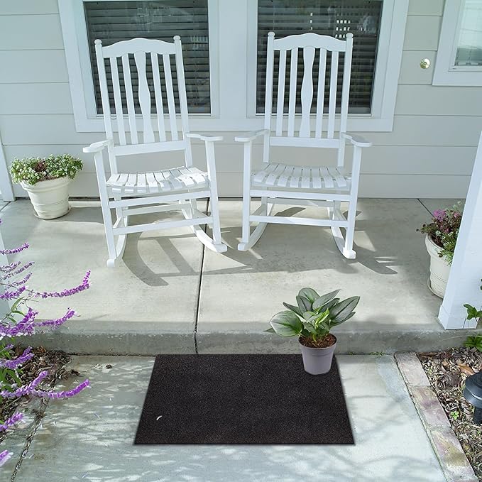 AAZZKANG 2 Pack Front Door Mat Outdoor Indoor Welcome Doormat with Non Slip Backing Multipurpose Blank Mats Ultra Absorb Mud Easy to Clean Utility Mat for Entrance,Home Black
