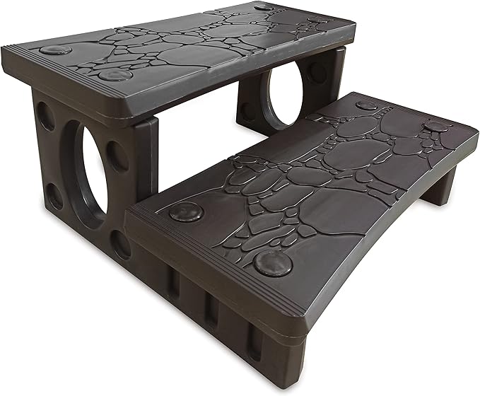 HYDROTOOLS By Swimline 87946 Luxury Universal Spa & Hot Tub Outdoor Steps | 28’’ Wide | Textured Non Slip Grip Support | Compatible With Straight & Curved Spa | Multi Purpose For Pool Garage RV Camper