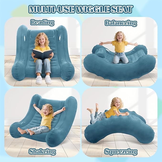 Sensory Rocker Chair for Kids, 55” x 55” x 46” Air Cloud Rocker, Inflatable Sensory Chair for Autistic ADHD Child, Indoor/Outdoor Toddler Rocking Chair-Includes Air Pump and Repair Kit