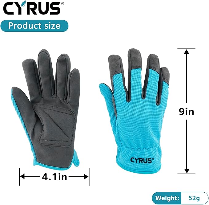 CYRUS Gardening Gloves – Breathable Puncture-Resistant Work Gloves for Men & Women, Multi-Scene Use for Gardening, DIY, Construction & Outdoor Tasks (Blue)