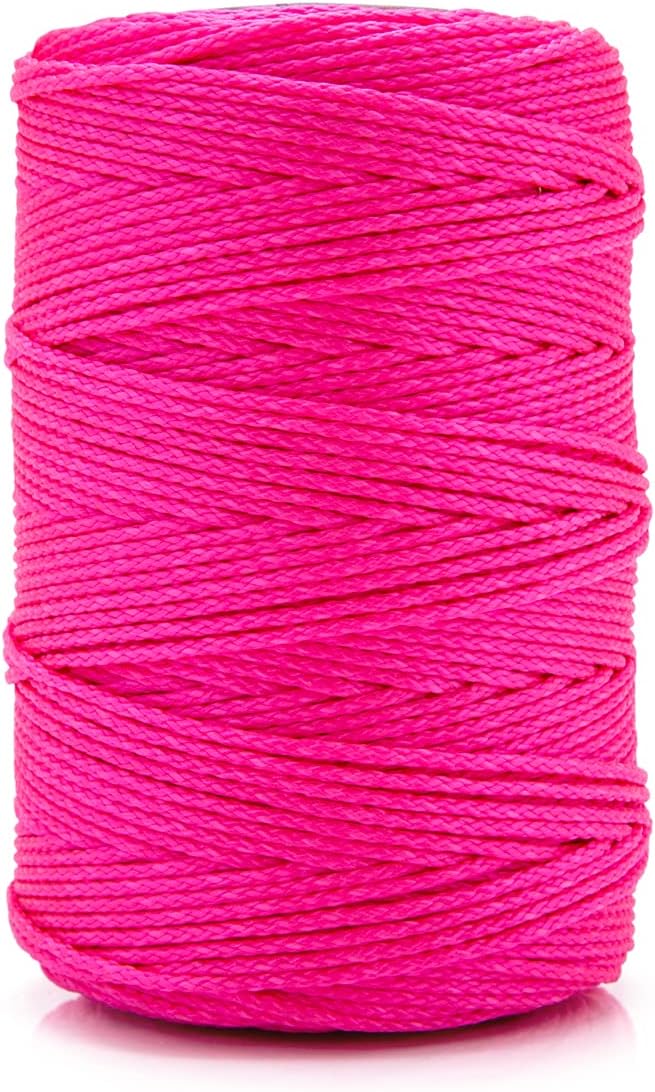 HONGDA Nylon Twine, 500 Feet #18 Braided Nylon Mason line String Perfect for Masonry Jobs and for The Layout of General Construction, Gardening, DIY Project, Fluorescent Pink