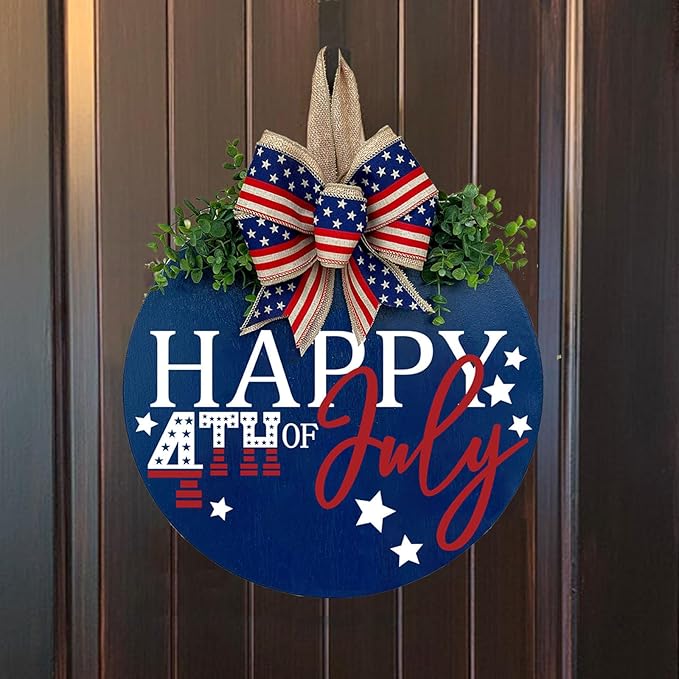 Welcome Sign for Front Door Decoration, 12" Round Wood Wreaths Hanging Welcome Sign Porch Farmhouse Decor Housewarming Gift