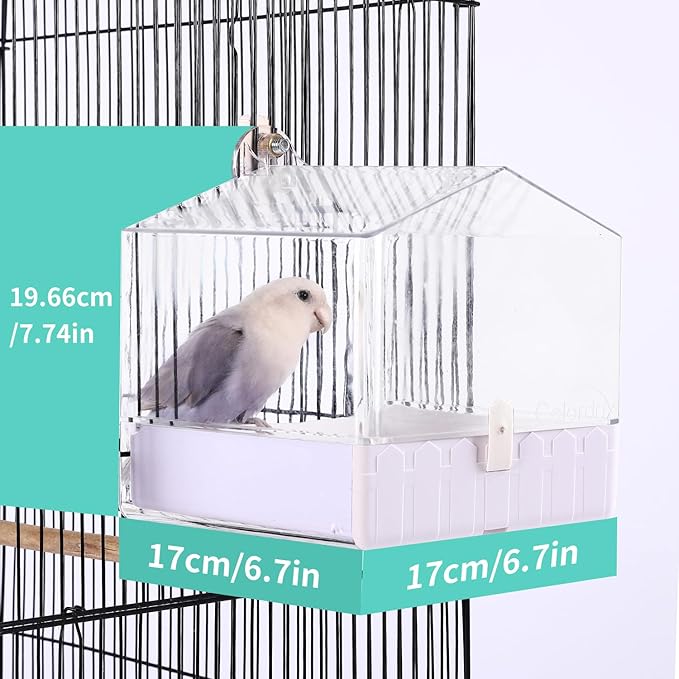 Colorday Bird Bath for Cage, Parrot Bath for Small to Medium Birds, Cockatiels, Parakeets, Budgie, Quaker, Conure, Lovebirds, Finches(6.7X6.7X7.74 inch)