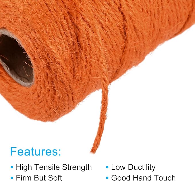 MECCANIXITY 328 Feet Garden Twine, 2mm Craft Jute Twine String Jute for Artwork, DIY Crafts, Gift Wrapping, Orange