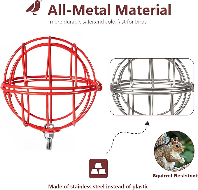 SheeChung Metal Suet Ball Holder Compatible with Bird Buddy,Birds Water Feeder for Outdoor,Smart Feeders Replacement Part with 5mm Screw Hole,2-in-1 Nutrition Set for Bird Feeders,Easy to Clean&Refill