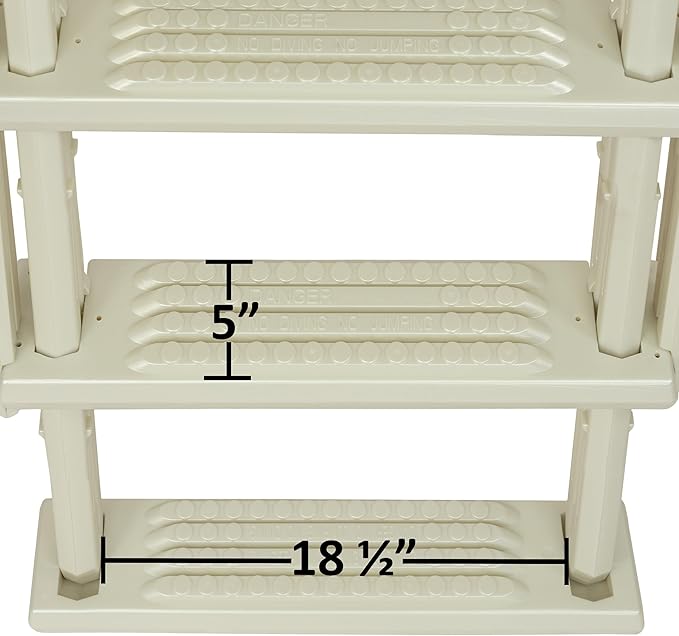 Aqua Select Pearl White Outside Flip-Up Safety Ladder | for Above Ground Swimming Pools 48" to 54" H | Weight Capacity Up to 250 lbs