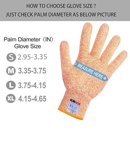 Cutting Gloves, 2 Pairs of Cut Resistant Gloves Food Grade, Cut Resistant Gloves for Kitchen, Oyster Shucking, Fish Fillet Processing, Carving Wood and Gardening(Medium-Orange)