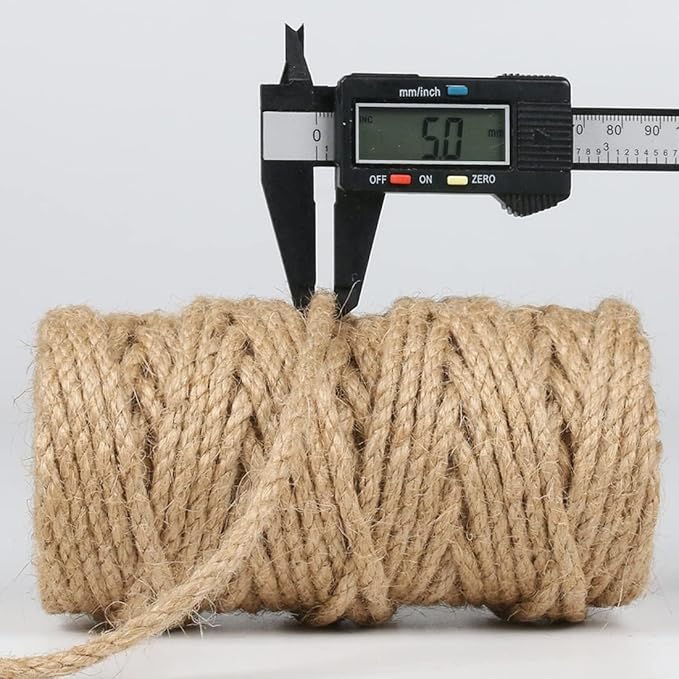 10Pcs 5mm Natural Jute Twine Rope 1050 Feet Twisted Heavy Duty Thick Twine for Cat Scratching Post Tree Craft Projects Garden Home Decoration Packing Bundling (Brown-105Feet/Roll)