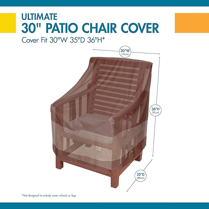 DUCKCOVERS Ultimate Waterproof Patio Lounge Chair Cover, All Weather Protection, Durable Outdoor Lawn Patio Furniture Covers, 32W x 37D x 36H inch, Patio Chair Covers for Outdoor Furniture