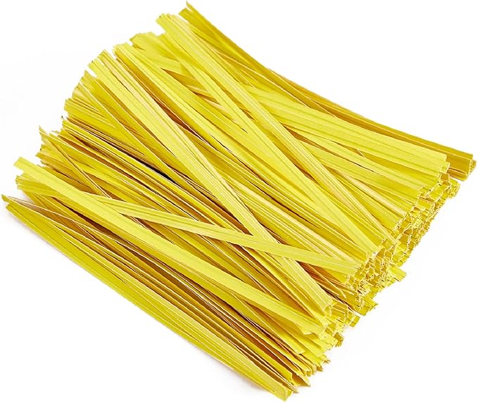 Tangyinrd 1000 Pcs 5" Yellow Twist Ties, Plant Ties Cable Ties Reusable Bread Ties for Party Cello Candy Coffee Treat Bags Cake Pops