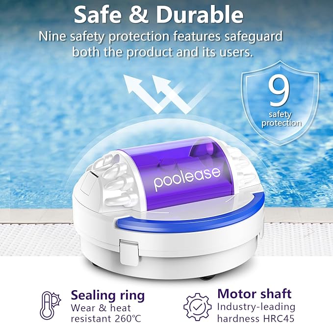 X1 Robotic Pool Vacuum for Above Ground Pool, Automatic Cordless Pool Cleaner with 45W Dual-Motor, Ideal for Above-Ground Flat Pool, 2L Debris Capacity (White and Purple)