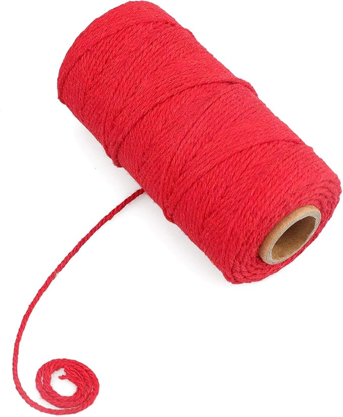 jijAcraft Red Twine String, 328 Feet Valentine's Day Bakers Twine String, 2MM Heavy Duty Packing String for Valentine's Day DIY Crafts, Present Decoration, Gift Wrapping, Craft Wrapping