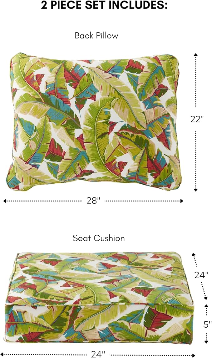 Greendale Home Fashions Outdoor Reversible 2-Piece Deep Seat Cushion Set, Tropical Multi